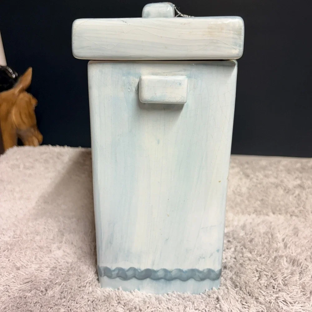 MSRF Inc Vintage Blue White Ceramic Cookies Jar with Lid 1990's‎ Cotttagecore